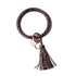 Rainbery Multiful Tassel Keychain Enamel PU Leather O Key Chain Monogram Circle Wristlet Keychain For Women Girls - menochic